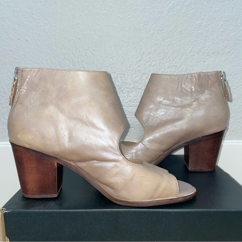 KDB Kelsi Dagger Brooklyn Tan Ankle Boots Open Toe With Zipper Size 8.5 - Picture 5 of 10